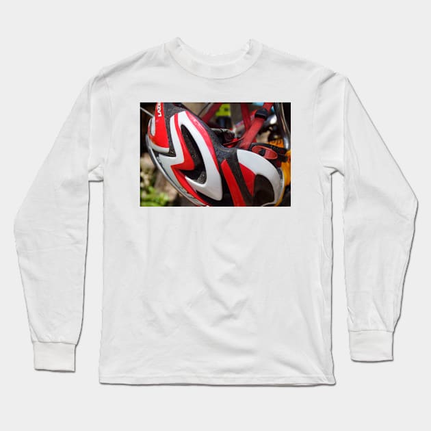 Cycling Helmet Resting by Avril Thomas Long Sleeve T-Shirt by MagpieSprings